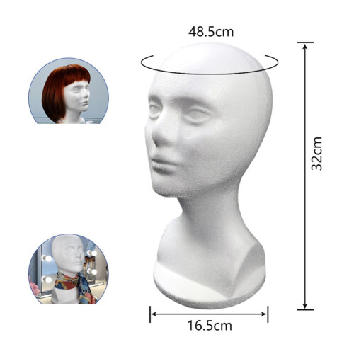 White Foam Head Display Stand for Hats and Wigs 1