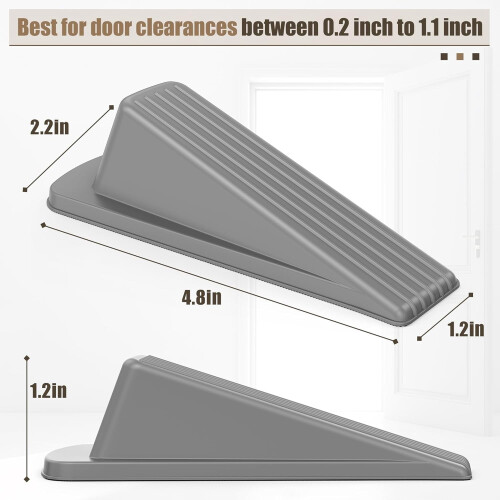 Rubber Door Stopper Heavy-Duty Wedge 5-Pack Gray 2