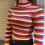 Women's Turtleneck Sweater Long Sleeve Rainbow Stripes Crop 3