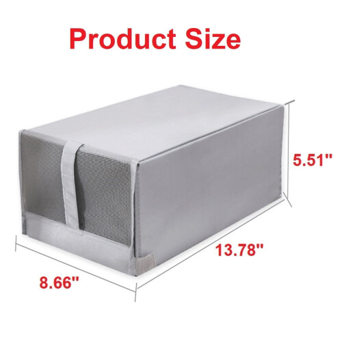 Foldable Shoe Organizer Boxes Mesh Lid Handle Light Gray 2