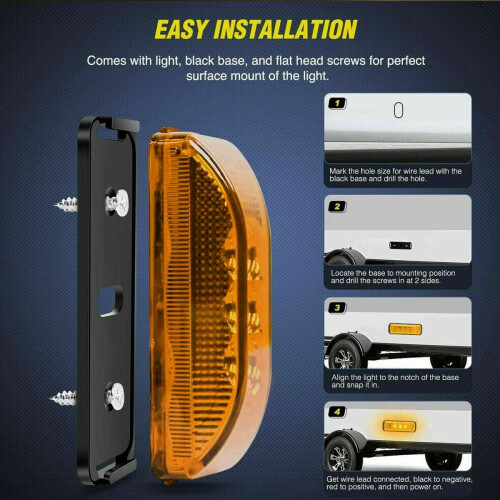 AUTOXBERT Amber Side Marker Light 4-Pack 12V 1.2W Waterproof 1