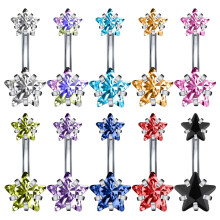 Cubic Zirconia Belly Button Ring Set Star Crystal Banana