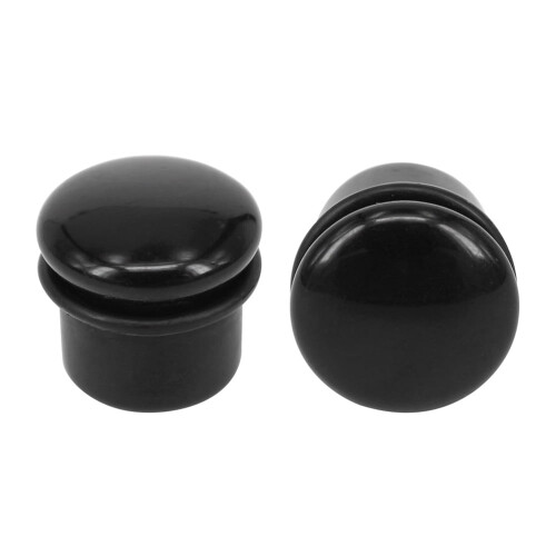 Black Stone Single Flared Ear Plug Tunnel 2 Pcs