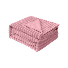 3D Ribbed Jacquard Fleece Throw Blanket Pink 16x40 in