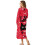 Women's Long Sleeve Nightgown Button Front Ankle-Length Red 2