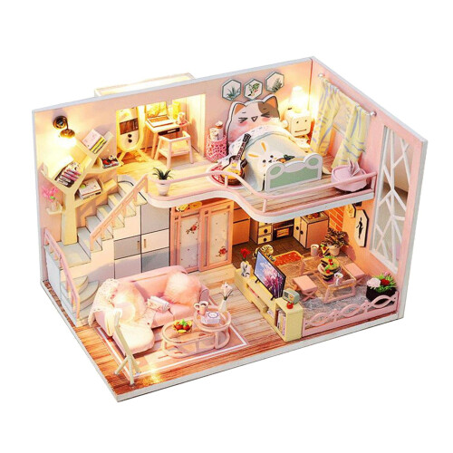 Wooden Dollhouse Model Kit Assembly