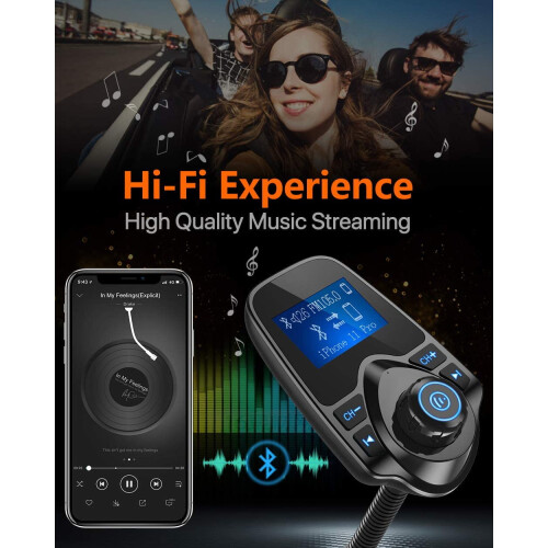 Wireless FM Transmitter Car Kit with 1.44-inch Display TF 1