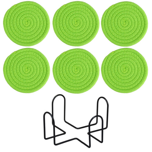Woven Cotton Placemats Round Non-Slip Insulating 6-Pack 1