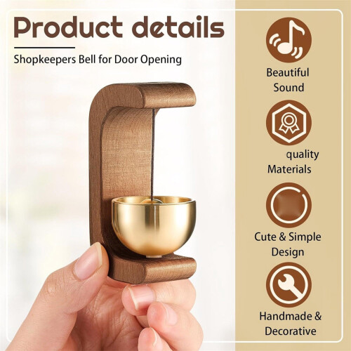 Magnetic Wood Doorbell Handcrafted Beech Brass Ding Ding 2