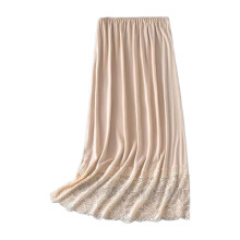 Women's Lace Trim Underskirt Half Slip Elastic Waist Solid