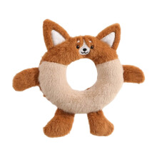 Donut-Shaped Squeaky Dog Toy Soft Plush Chew