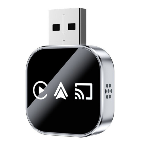 Wireless CarPlay/Android Auto/Mirror Link Box Q1AS Silver 3-in-1 Adapter for Overseas Systems