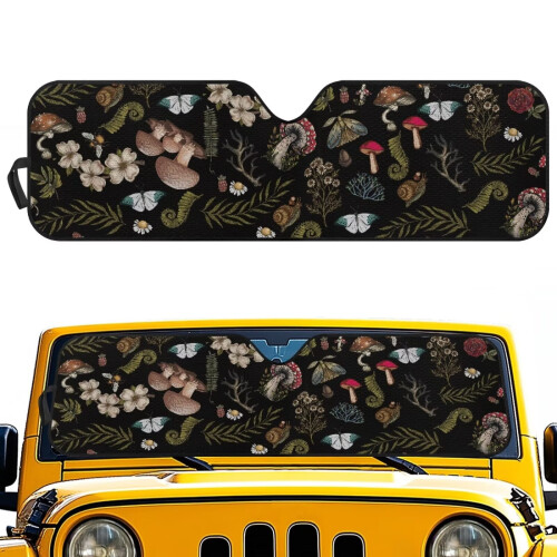 Windshield Sun Shade Mushroom Print for Jeep Wrangler and
