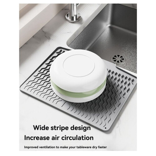 Silicone Tableware Drain Mat, Anti Slip Sink Mat, Slope Guide Bowl Dish Drying Filter Mat 2