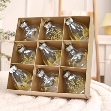 Irregular Transparent PET Gold Christmas Ornaments 9 pcs