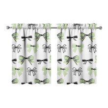 Vintage Pink Bow Tier Kitchen Curtains 28x36 Inch 2 Panels