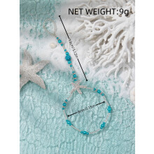 Starfish Blue Pearl Ankle Bracelet Vintage Bohemian