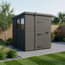 7x6 Pent Composite Shed Tanalised (Single Door, With Windows)