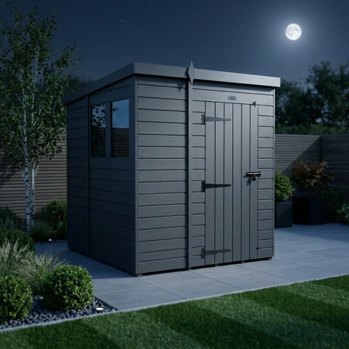 7x6 Pent Composite Shed Tanalised (Single Door, With Windows) 2