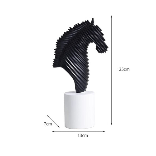Abstract Horse Head Ornament Black White Modern Luxury Decor 1