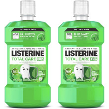 Listerine Total Care Kids Mouthwash, ADA Accepted, Alcohol-Free Anticavity Fluoride Mouthwash, Fresh Breath, Mint Shield Flavor, Twin Pack, 2 x 500 mL