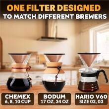 Coffee Filter Reusable Stainless Steel - 800 Mesh Cone, Sediment-Free Brew, for   & Chemex
