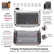 T-Display-P4 Toetsenborduitbreidingsbord Toetsenbord+NFC+2.4G ISM+Sub-1G Hz+XL9555+Batterijhouder