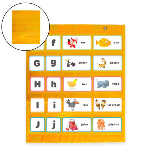 Pocket Chart Double-Sided Hanging Schedule Yellow 1