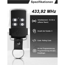 Garage Door Remote Controls - 433.92 MHz - for Wisniowski EL11Q, EL12Q, EL13Q, EL17Q, ELN - 4 Channels - Rolling Code