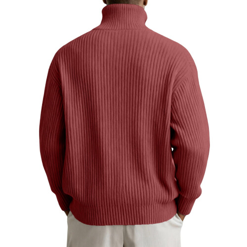 Herren-Strickjacke, einfarbig rot, Größe M 2