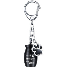 1set/2pcs Alloy Pet Cremation Ashes Keychains - Memorial Keychains for Storing Hair and Cremation Ashes of Loved Pets