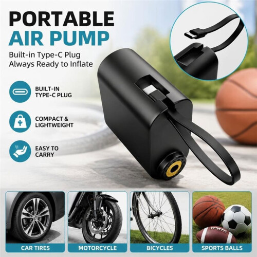 Draagbare Bandenpomp Luchtcompressor, Draadloze Luchtpomp met LCD-Display, Oplaadbare  Luchtcompressor 2