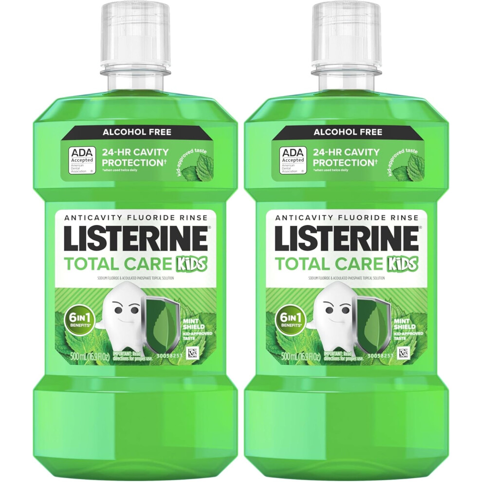 Listerine Smart Rinse Kids Mouthwash,Ada Accepted,Alcohol-Free Anticavity Sodium Fluoride Mouthwash,Mint Shield Flavor For Children's Oral Care,500 Ml