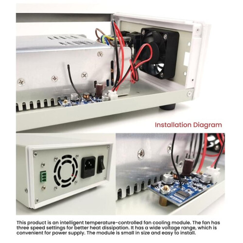 Intelligent Temperature Control Cooling Fan Module with Three-Level Adjustment for Cooling, Input Voltage Range 6-70VDC 2