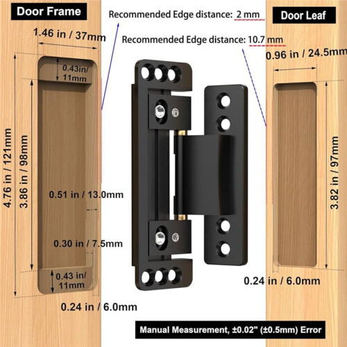 2 Pack Ultra-Thin Hidden Door Hinges, Adjustable Concealed Hinges, Silent Smooth 110 Opening Hinges 1