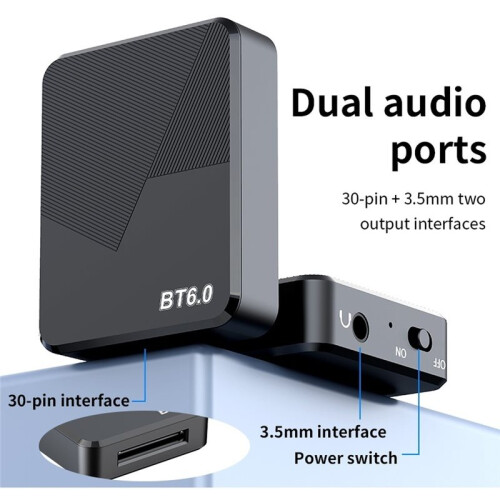30Pin  6.0 Audio Receiver A2DP Music  Wireless  Adapter for IPhone4  30Pin Jack Analog Speaker 2
