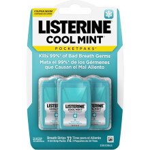 Listerine Cool Mint PocketPaks Portable Breath Strips for Bad Breath,Fresh Breath Strips, On-the-Go, Cool Mint Flavor,72 Per Pack (3x24) - (Pack of 6)