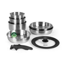 Russell Hobbs 6Pc Pan Set – 20/24/28cm Frying, 18/18/20cm Sauce, Clip-On Handle