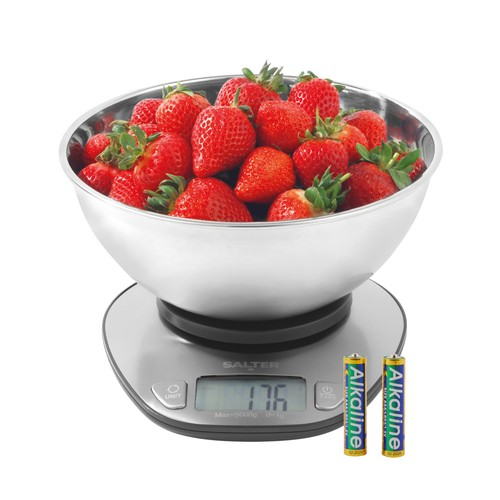 Salter Salter Digital Bowl Scale – 5kg Capacity, Stainless Steel, Tare Function, LCD
