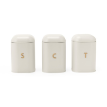 Salter Pebble Tea Coffee Sugar Canister Set Carbon Steel Labelled Canister Stone