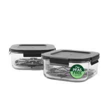 Salter Crisp & Go + Prep & Go Set - PFAS-Free Coating, Lidded Food Storage Boxes