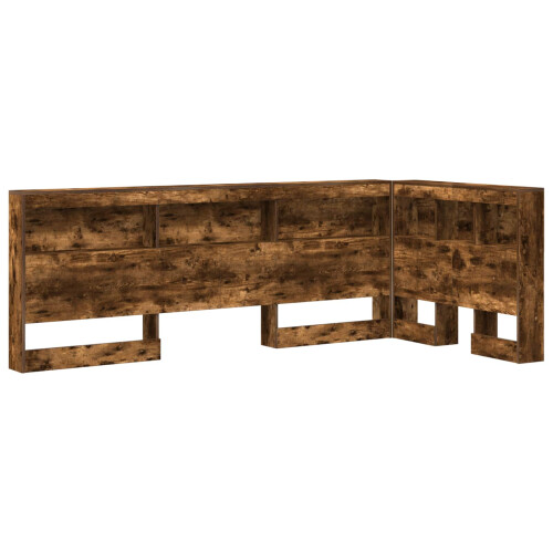 VidaXL vidaXL Storage Headboard with Shelf Smoked Oak 90 cm Engineered Wood 1