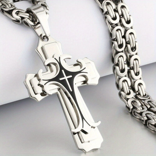 Men's Handmade Flat-Bottom Necklace with Golden-Black