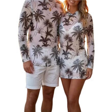 Heren Zomer Hoodie - Lichtgewicht UV-Bescherming Viskleding, Sneldrogend Vochtregulerend Rash Guard Zwarte Kokosnootboom M