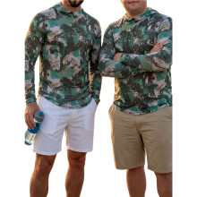 Heren Zomer Hoodie - Lichtgewicht UV-Bescherming Viskleding, Sneldrogend Vochtregulerend Rash Guard Tijgerbos M