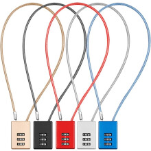 3-Digit Combo Lock with 500mm Wire Rope Pack of 5