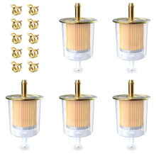 Inline Fuel Filter 3/8 Inch 5 Pcs with 10 Hose Clamps
