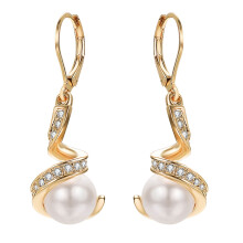 Pearl Dangle Earrings Rose Gold Plated Leverback