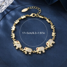 Elephant Charm Bracelet 18K Gold Plated with Cubic Zirconia