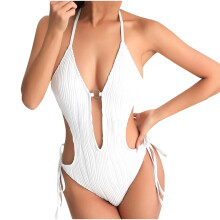 Women's backless one-piece swimsuit with cutouts and